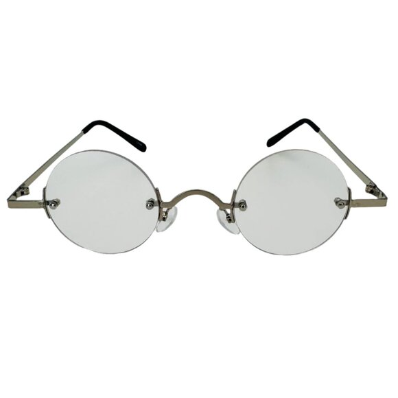 6020 | Silver Small Rimless Lens Clear Lens Glasses - Picture 1 of 5